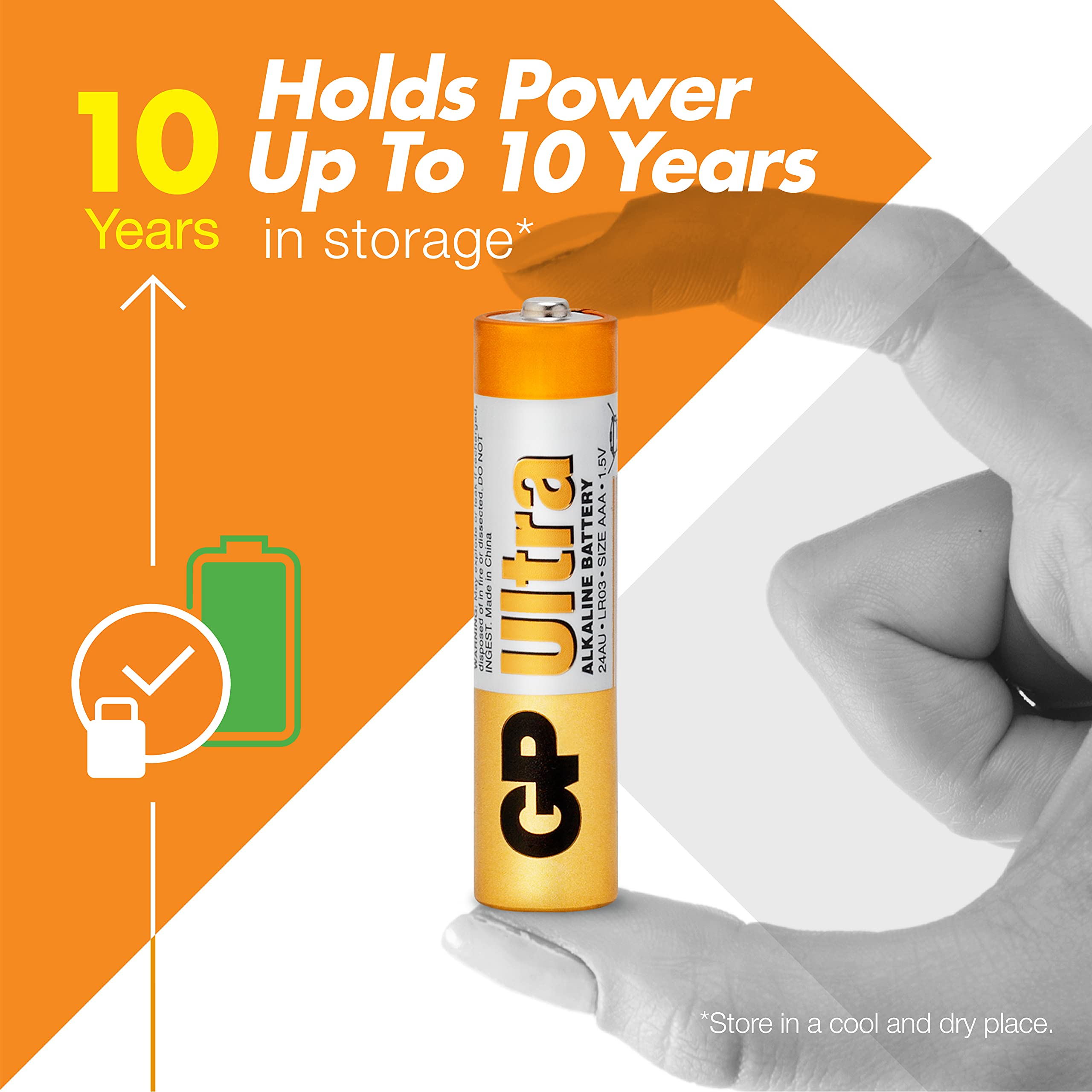 Ultra Alkaline Triple A Batteries, Long Lasting Power for High-Performance Devices - Ideal for Radio, Camera, Alarm - Industrial Use, Anti-Leakage, 10-Year Shelf Life - 36 Pack by GP AAA Batteries