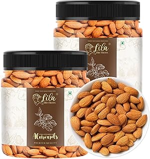 LILA DRY FRUITS California Almonds 500 Gms X 2 Each | Premium Whole Almond Ideal for Snacking, Dessert Topping | Natural, ... Price In India