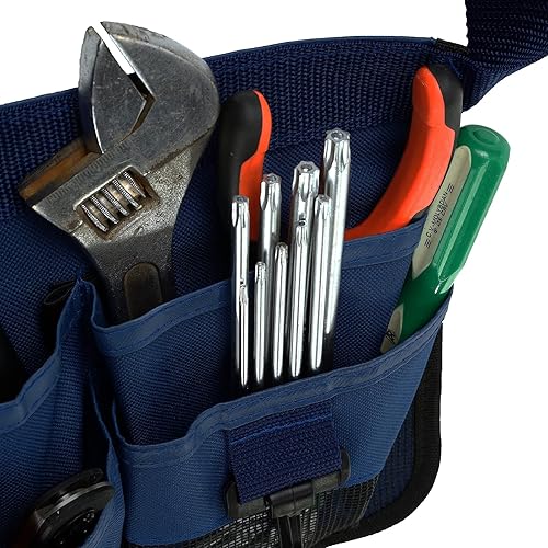 Miniatura 4 de HomyComy Herramienta de jardinería Cinturón Cinturón Heavy Duty Oxford Herramienta Delantal con 7 Paquetes Azul