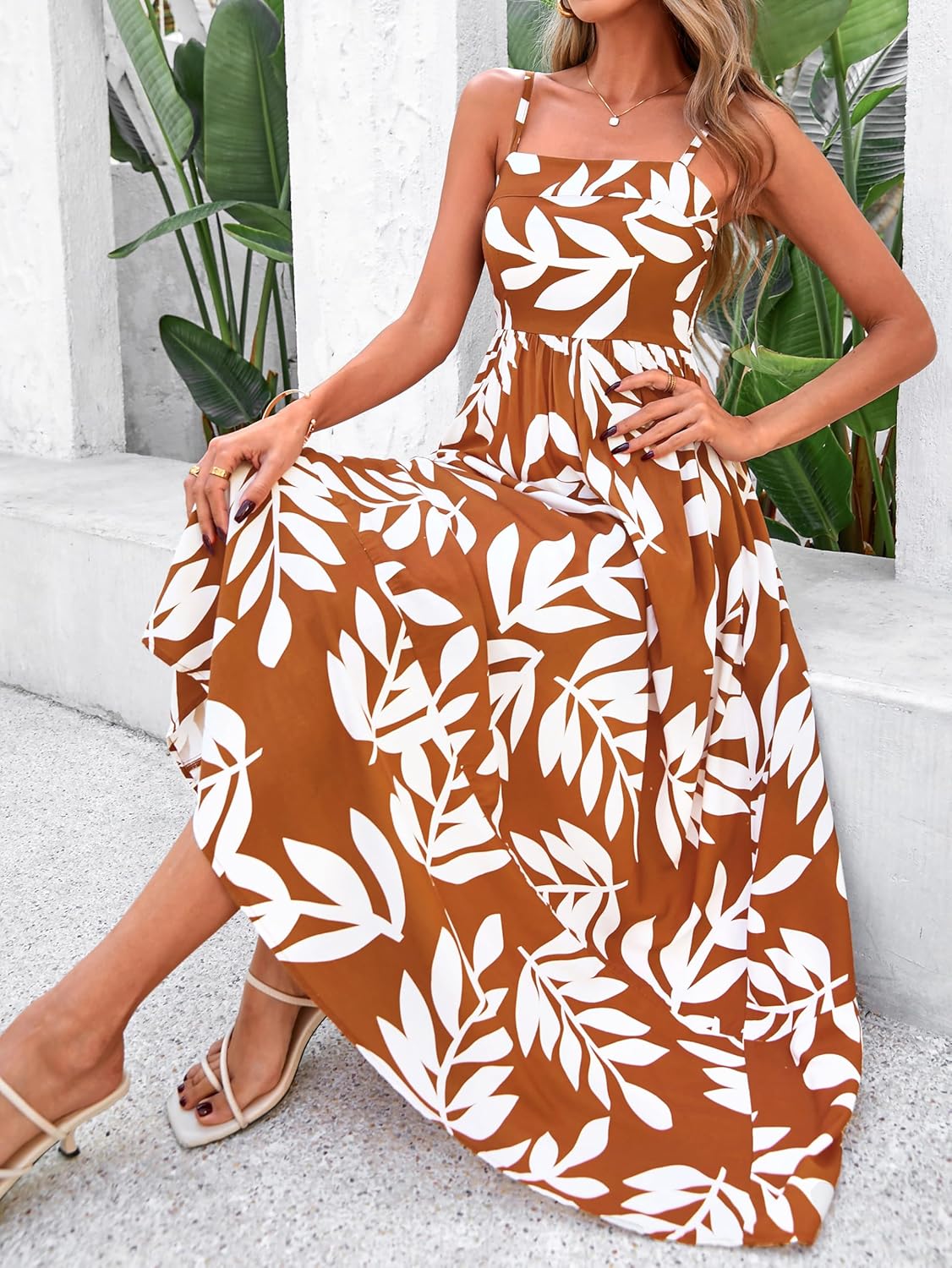 PRETTYGARDEN Women Summer Maxi Dresses 2026 Spaghetti Strap Boho Floral Striped Wedding Guest Beach Vacation Flowy Long Dress - Image 6