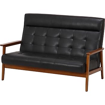 Amazon ハイバック ソファ 2人掛け レトロ 合成皮革 バイキャスト Pu ファブリック レトロ デザイン ソファー 北欧 木肘 ヘッド 角度調整 人間工学 座り心地 リビング カフェ ダークブラウン ソファ カウチ オンライン通販