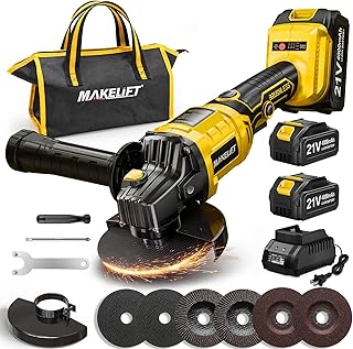 Cordless Angle Grinder, 4-1/2" 10000RPM Cut Off Tool with 2×4.0Ah Batteries