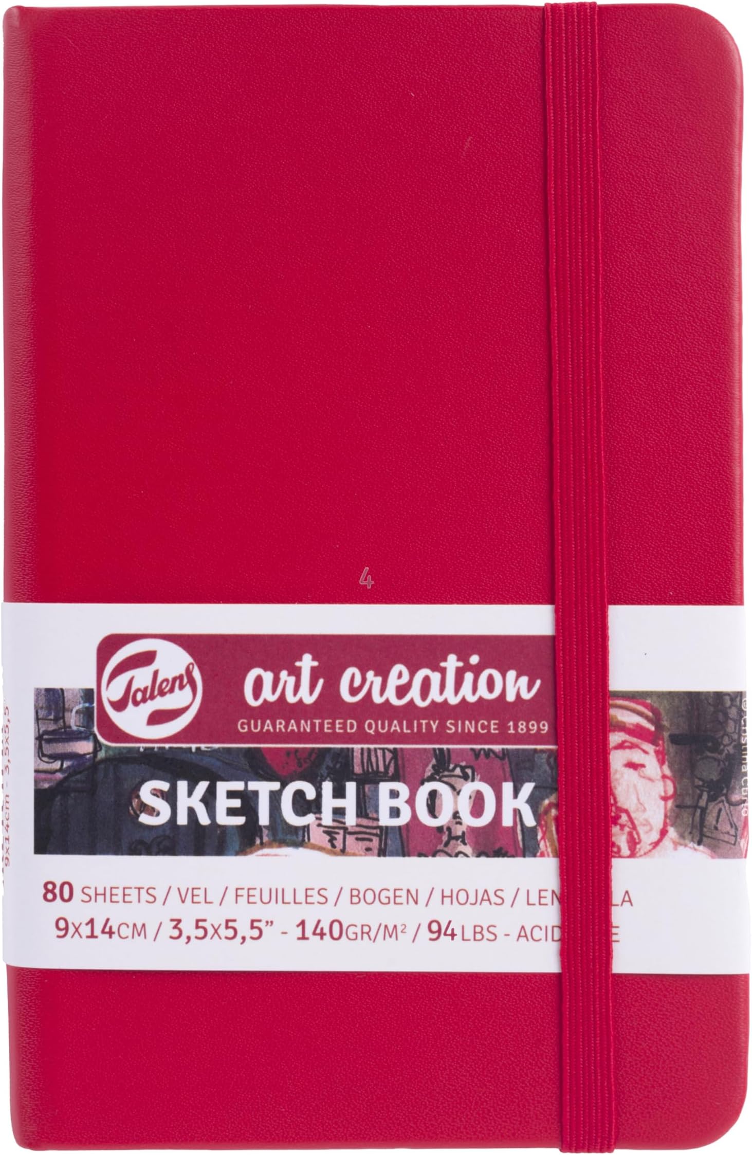 Sketchbook Red 9X14 cm, 140 Grams