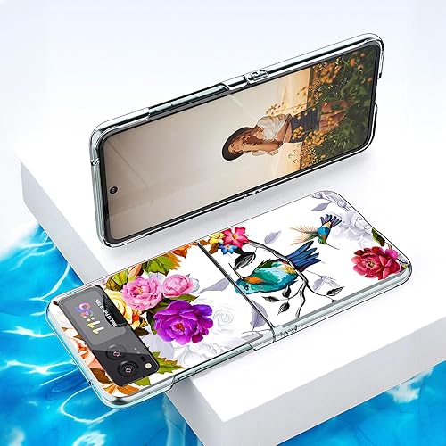 Miniatura 4 de Bcov Funda protectora para Motorola Razr 2023, colibrí en flores, pájaro y pájaro, funda rígida sólida a prueba de arañazos para Motorola Razr 2023