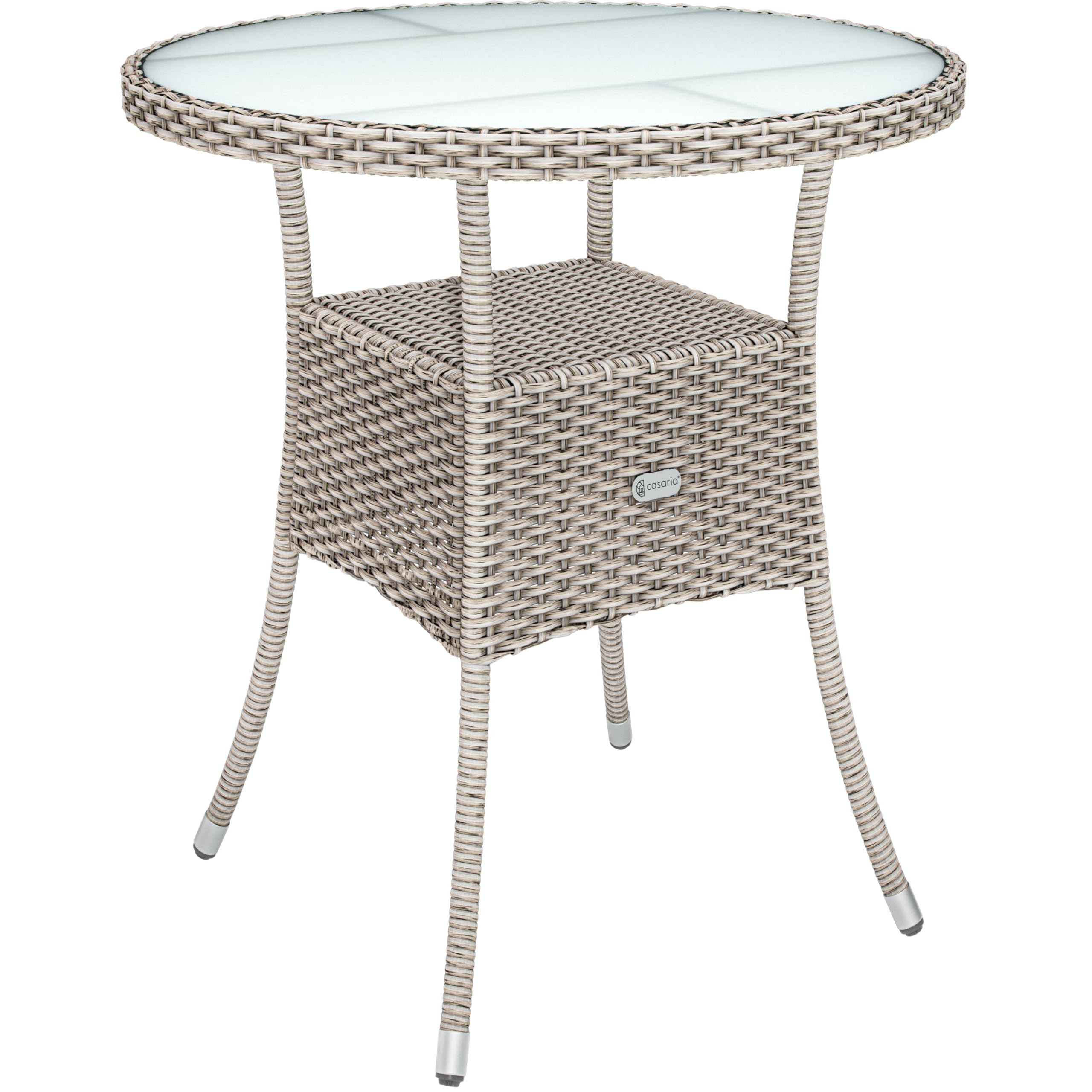 Casaria Table de Jardin Polyrotin Crème 60 cm Rond Extérieur Résistant aux Intempéries