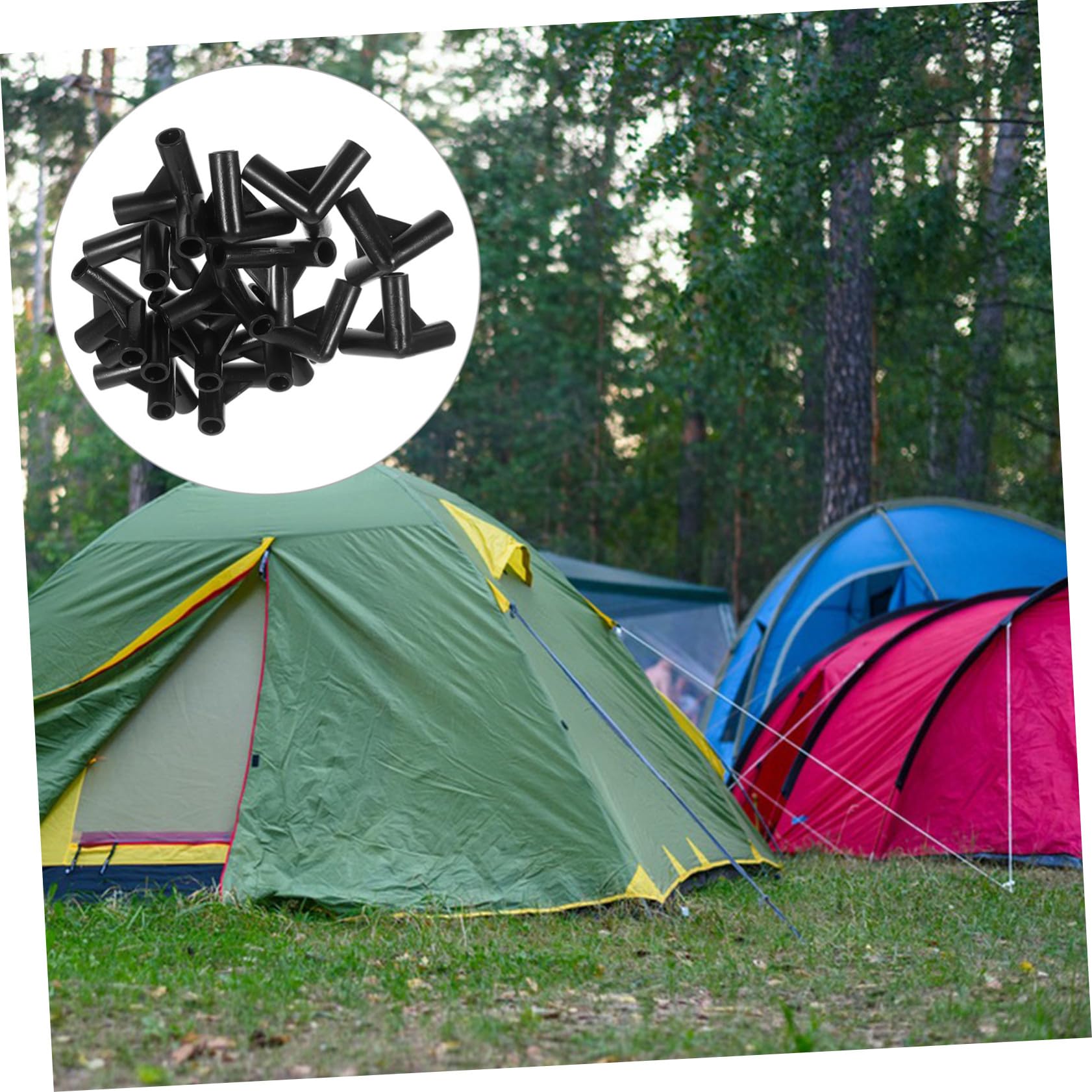 24 Pièces Raccords de Tente en Plastique PE Noir pour Camping