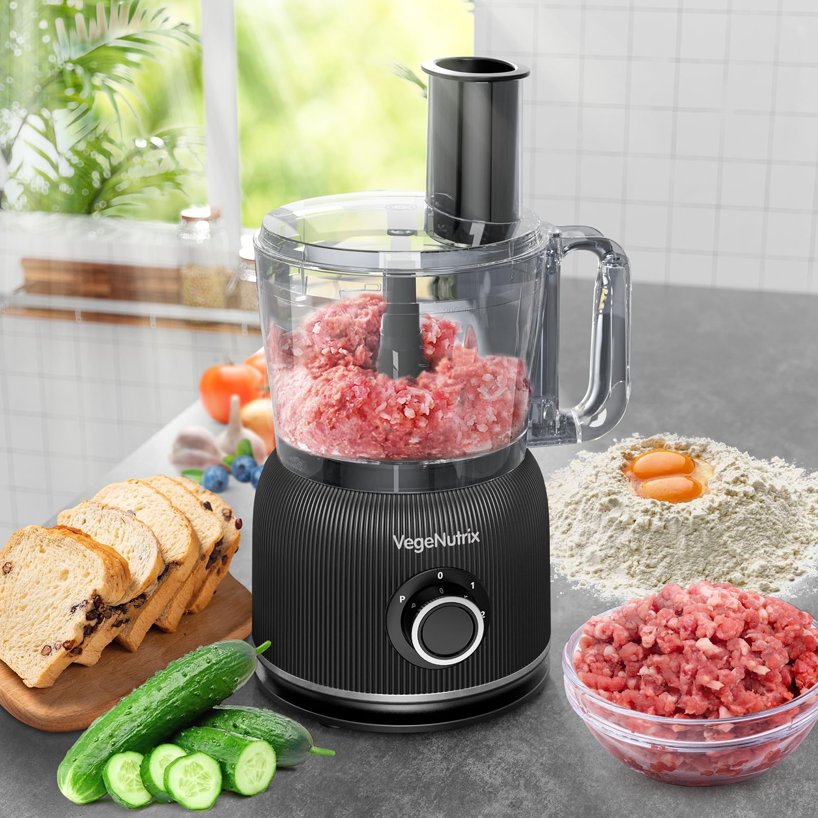 Combinazione di robot da cucina e frullatore, tritatutto da 2,5 l per carne e verdure, planetaria da 2 l con contenitore in vetro da 1500W, per frullati, estrazione di nutrienti ecc.
