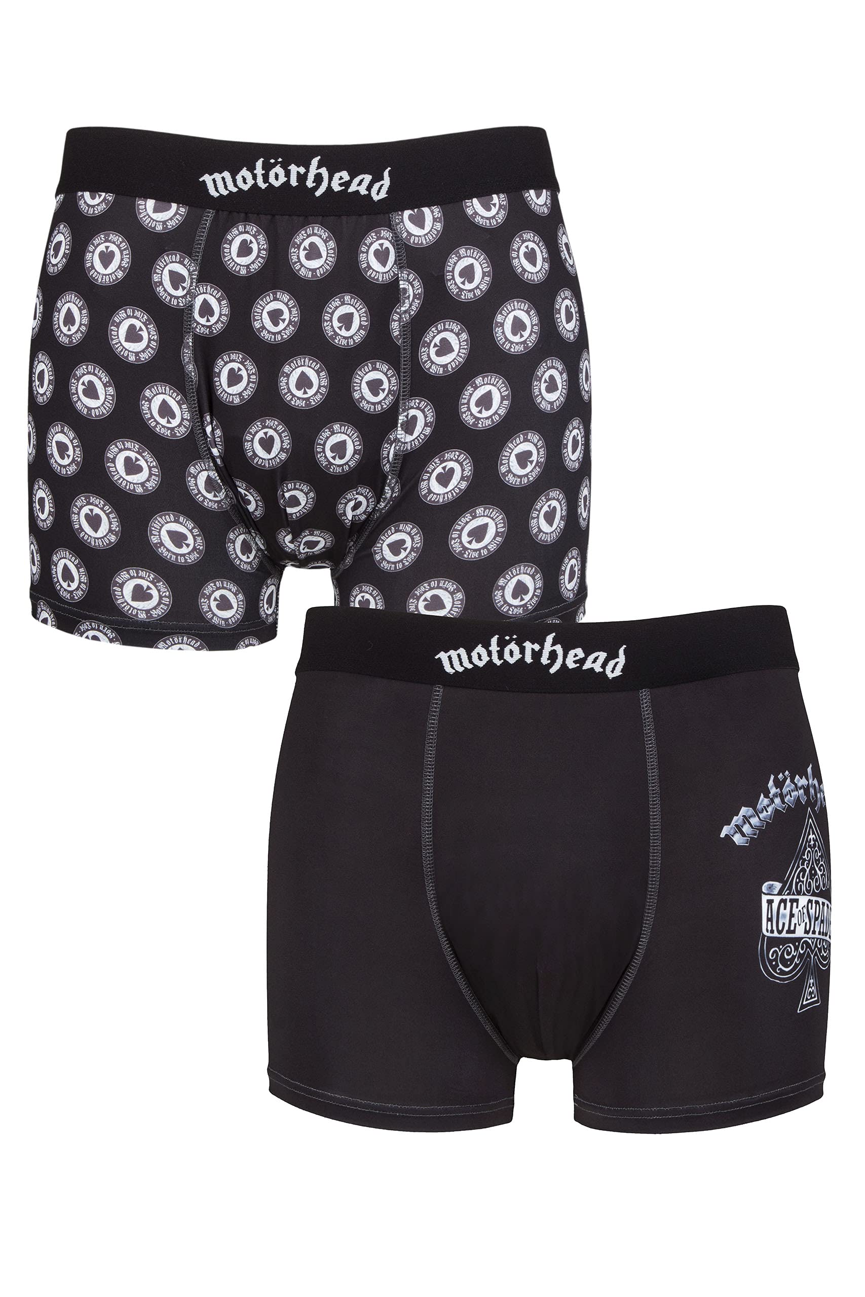 SockShop Men's Motorhead Exclusive to Gift Boxed Classic Rock and Heavy Metal Boxer Shorts Underwear – Pack of 2 Assorted Designs – Quirky Gifts for Him Black XL