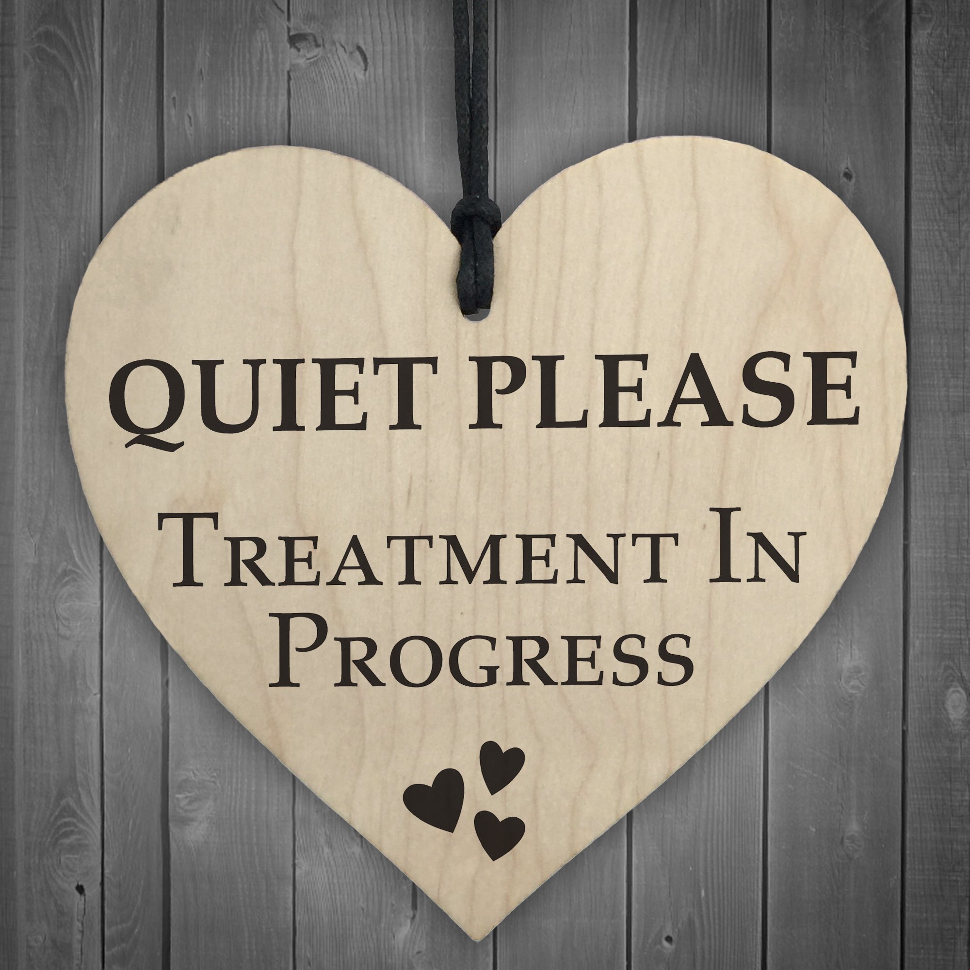 Red Ocean QUIET PLEASE Treatment In Progress Hanging Heart Office Home Treatment Room Sign
