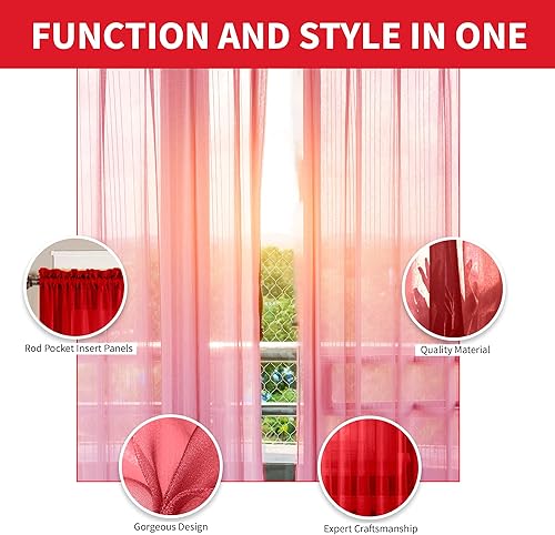Miniatura 3 de Sapphire Home - Paneles de cortina (2 unidades), cortinas translúcidas de 54 x 84 (108 de ancho en total), paneles de gasa para dormitorio, sala de