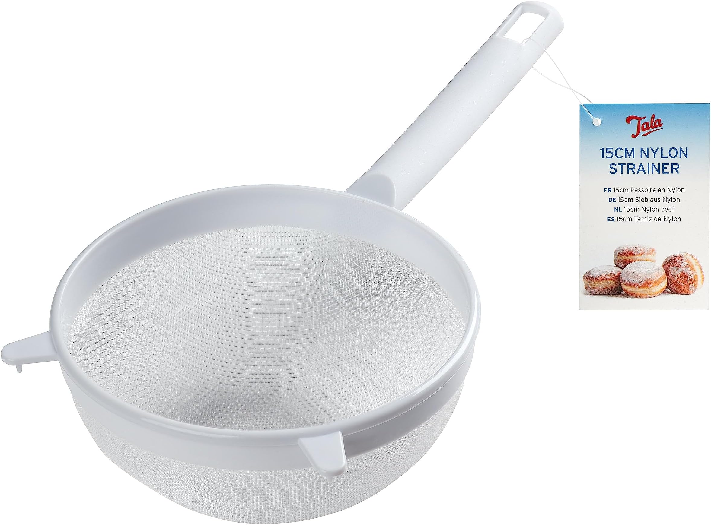 Tala 15cm White Nylon Sieve, Perfect for Straining, rinsing and Washing a Wide Selection of Foods Including Rice, Pulse Beans, Salad, Fruit and Vegetables, Dishwasher Safe