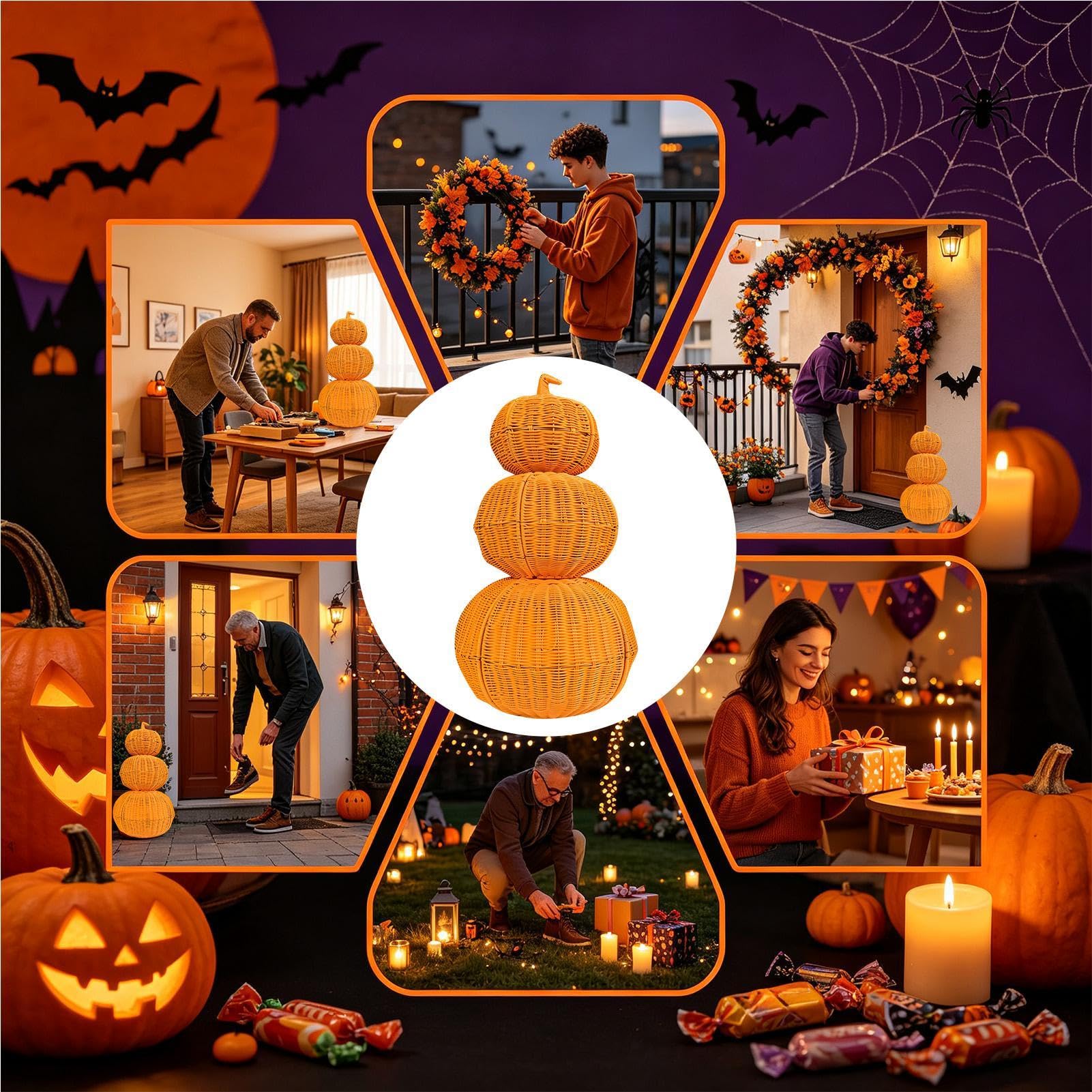 di Halloween Intrecciata a Mano Centrotavola Pieghevole Artigianale | Decorazione Halloween Per Feste Per Feste Autunnali, Inaugurazione E Arredo Casa