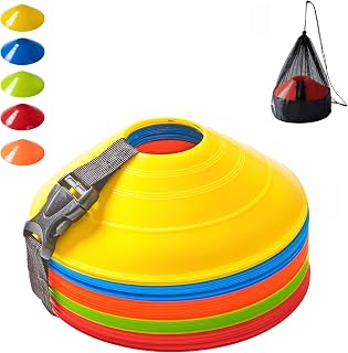 Flexible Soccer Cones (Set of 60/50/40/25) with Mesh Bag & Strap, Sports Cones for Soccer, Basketball, Football Training Equipment, Agility Soccer Cones for Drills Training