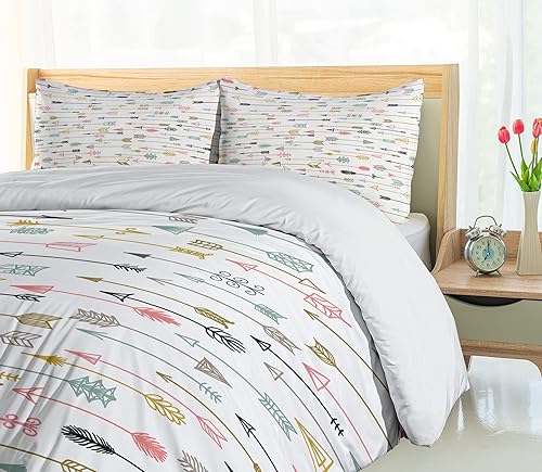 Miniatura 4 de Ambesonne - Funda de edredón multicolor disponible en tres tamaños y en diferentes colores, Tela, Blanco y Negro, gemelo
