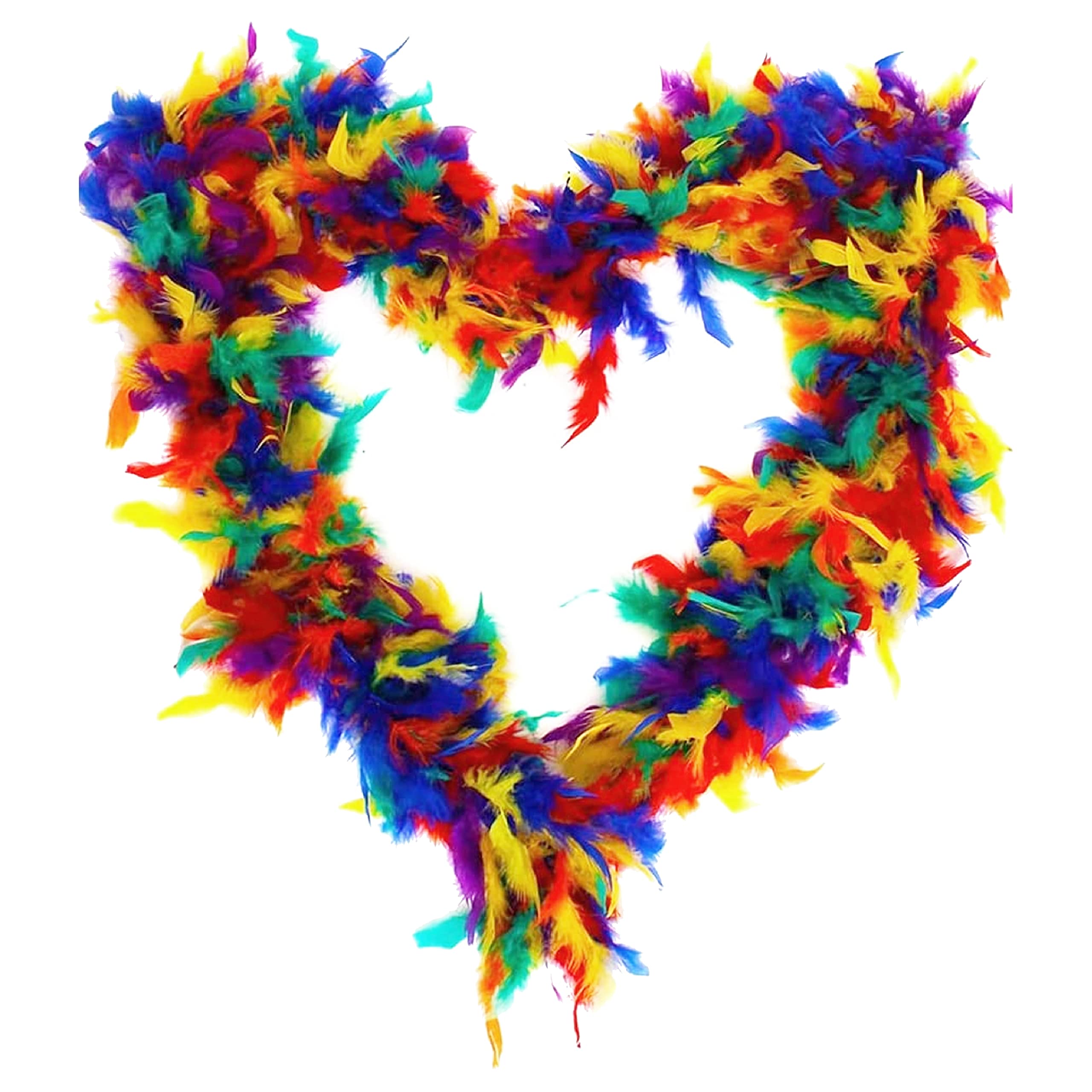 Rainbow Feather Boa - Pack of 24 - Multicoloured Feather Boa Necklace Technicoloured LGBTQ+ Pride March Boa - Gay Pride Fancy Dress Costume Accessory