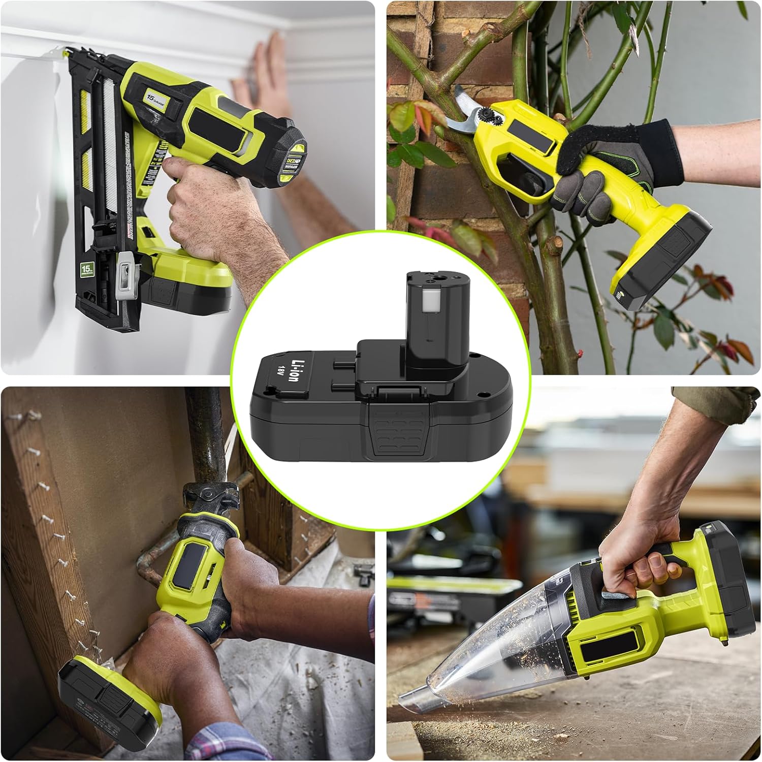 2 Packs 18V 3.0Ah Battery Replacement for Ryobi 18V Lithium Batteries ONE+ Plus P109 P108 P107 P106 P105 P104 P103 P102 P190, Compatible with Ryobi 18 Volts Cordless Power Tools PBP005 PBP004 PBP003 - Image 5