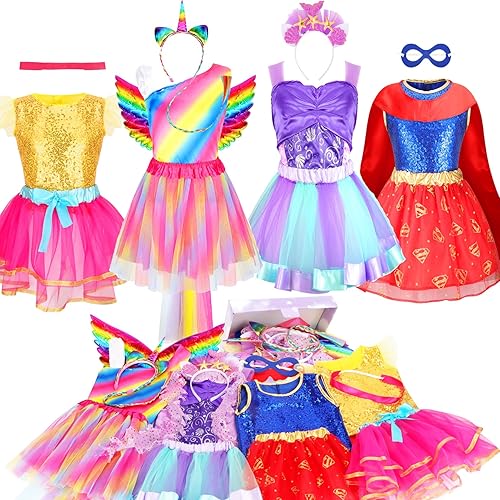 Chillife Vestidos de princesa para niñas, ropa de vestir para niñas, disfraz de princesa para niñas, conjunto de disfraz de juego de rol, regalos
