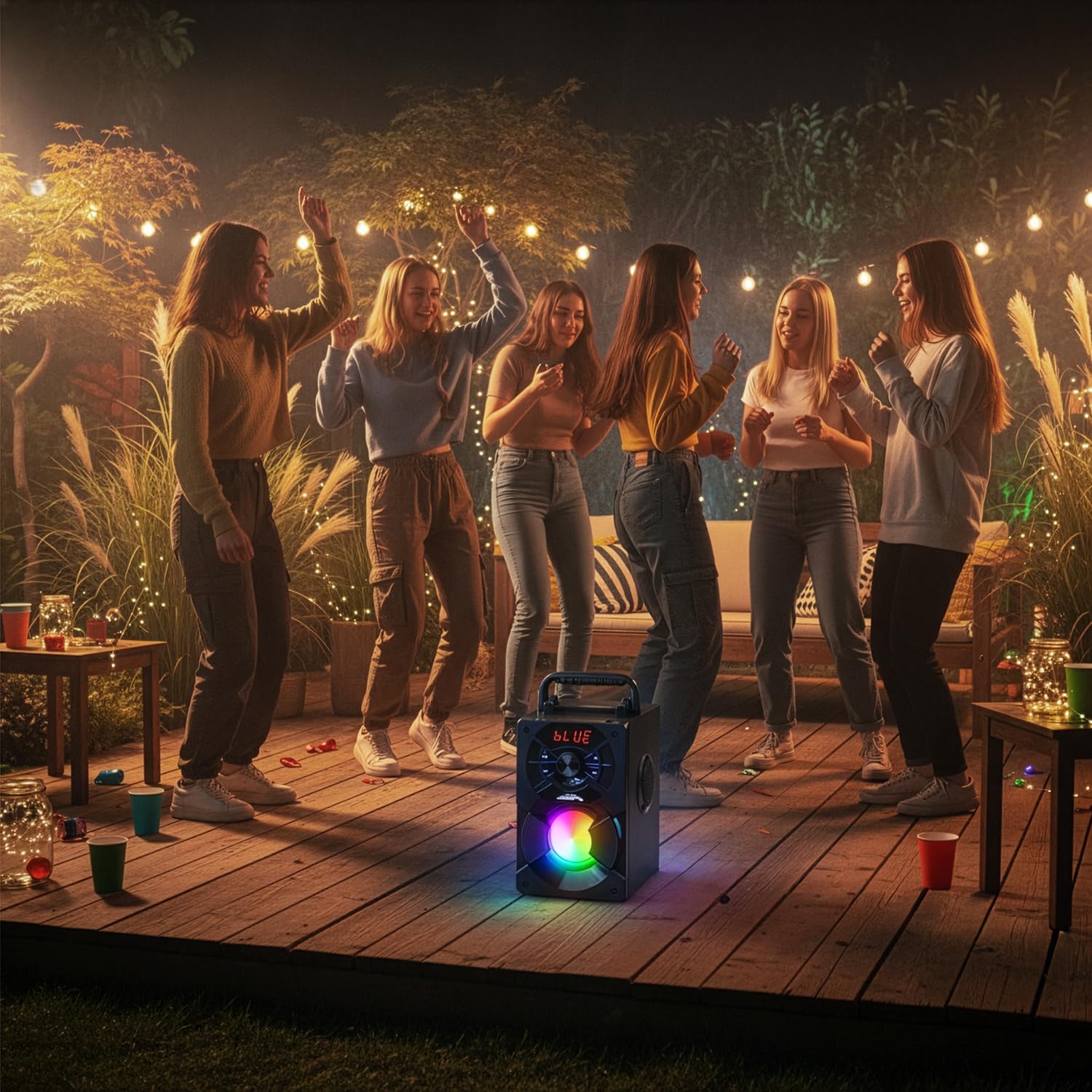 Audiocore AC730 Altoparlante Bluetooth Portatile Speaker 11 watt (5W + 3W x2) schede TF SD AUX Retroilluminazione Telecomando Portamicrofono Carica USB
