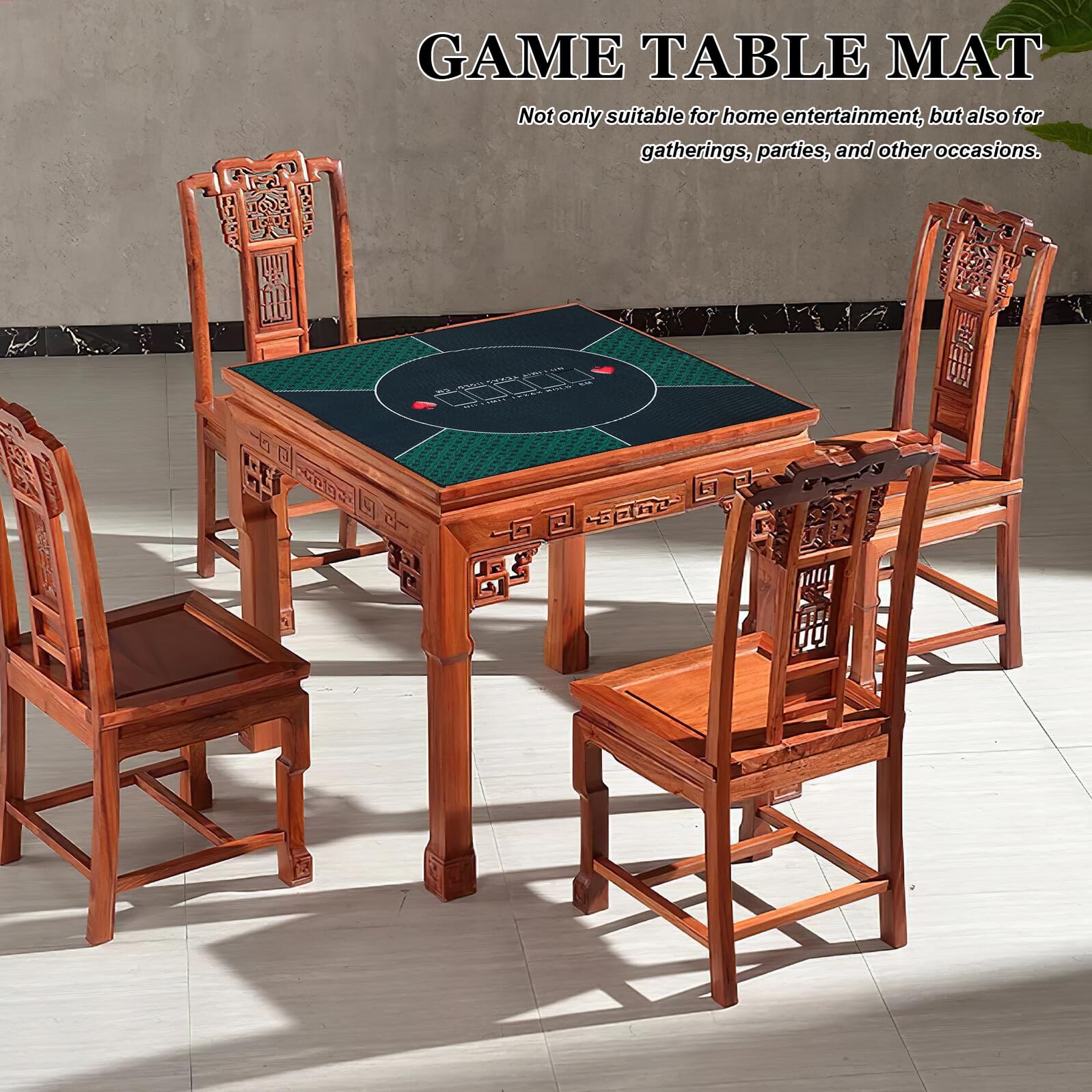 Tapis de Table de Poker Rectangulaire Vert en Tissu à Motif Imprimé