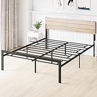 Vista 3 de Alkmaar Queen Bed Frame with Headboard No Box Spring Needed Wood Platform Bed Frame Full with Storage Mattress Foundation Easy Assembly (Queen) Black
