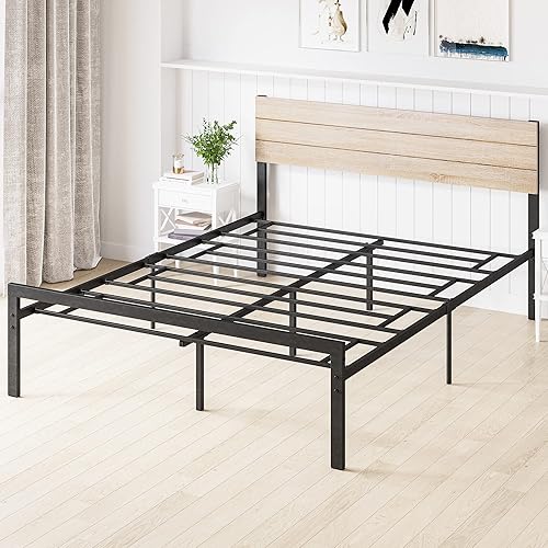 Miniatura 3 de Alkmaar Queen Bed Frame with Headboard No Box Spring Needed Wood Platform Bed Frame Full with Storage Mattress Foundation Easy Assembly (Queen)