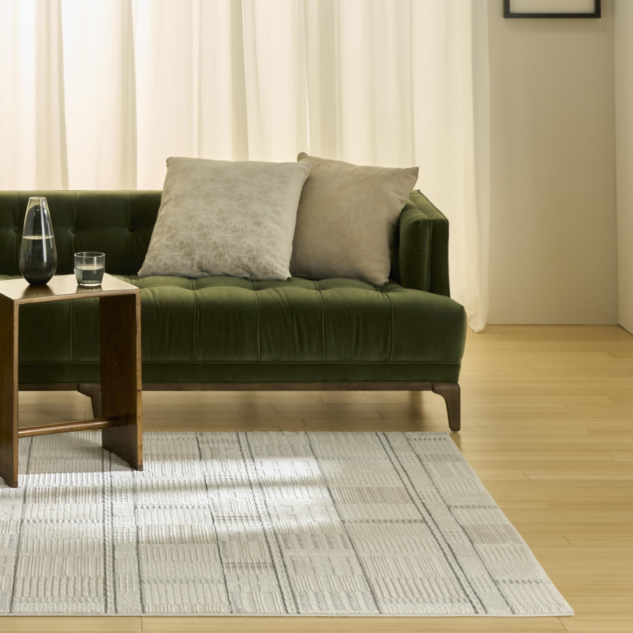 Nourison Home Nordic Ivory Grey 4' x 6' Area Rug - Easy Clean, Non Shedding, Bed Room, Living Room, Dining Room, Kitchen (4' x 6')