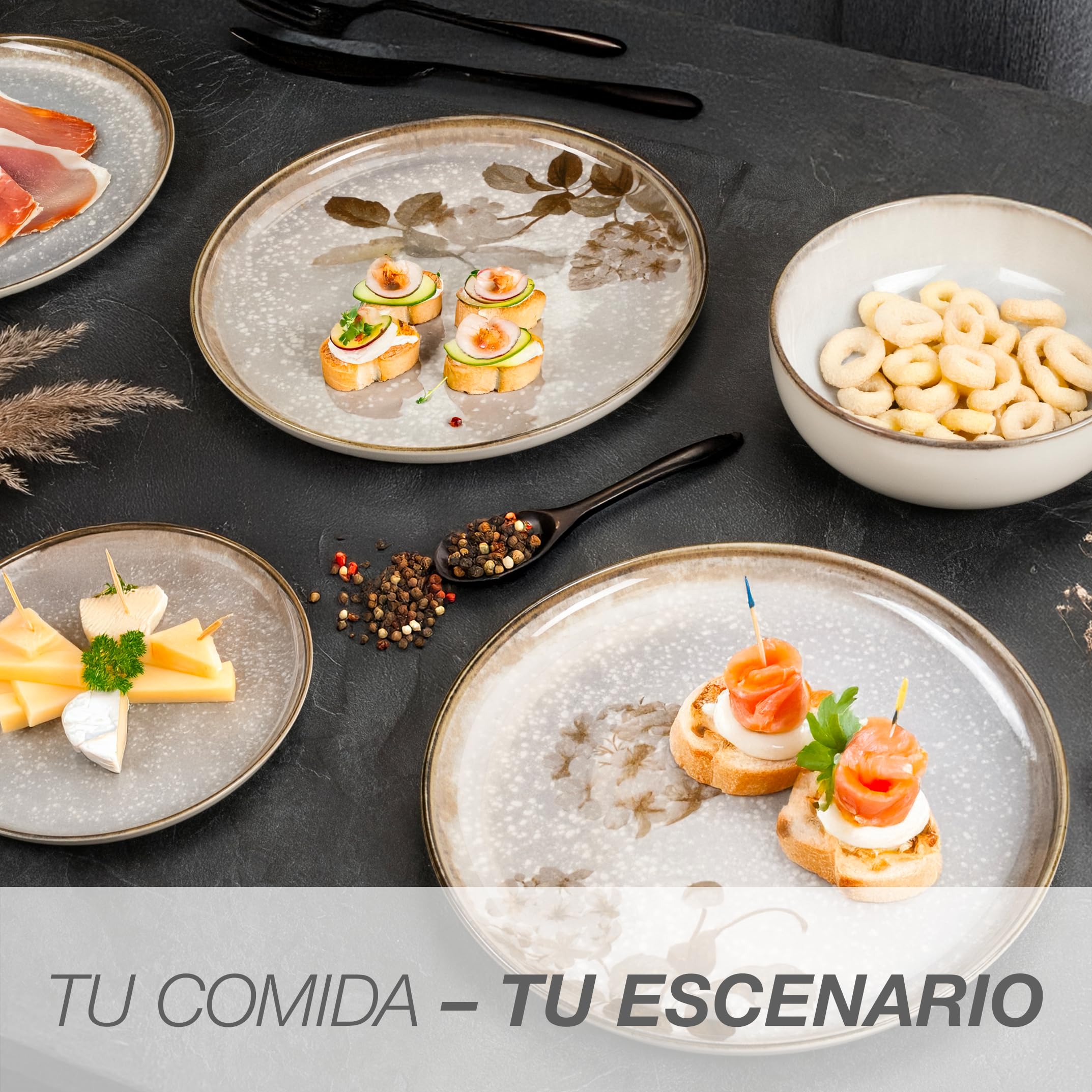 Moritz & Moritz Blossom - Cuencos grandes para servir (2 cuencos de porcelana con 20 cm y 29 cm en diseño floral), para servir alimentos o como ensaladera de cerámica, aptos para microondas y