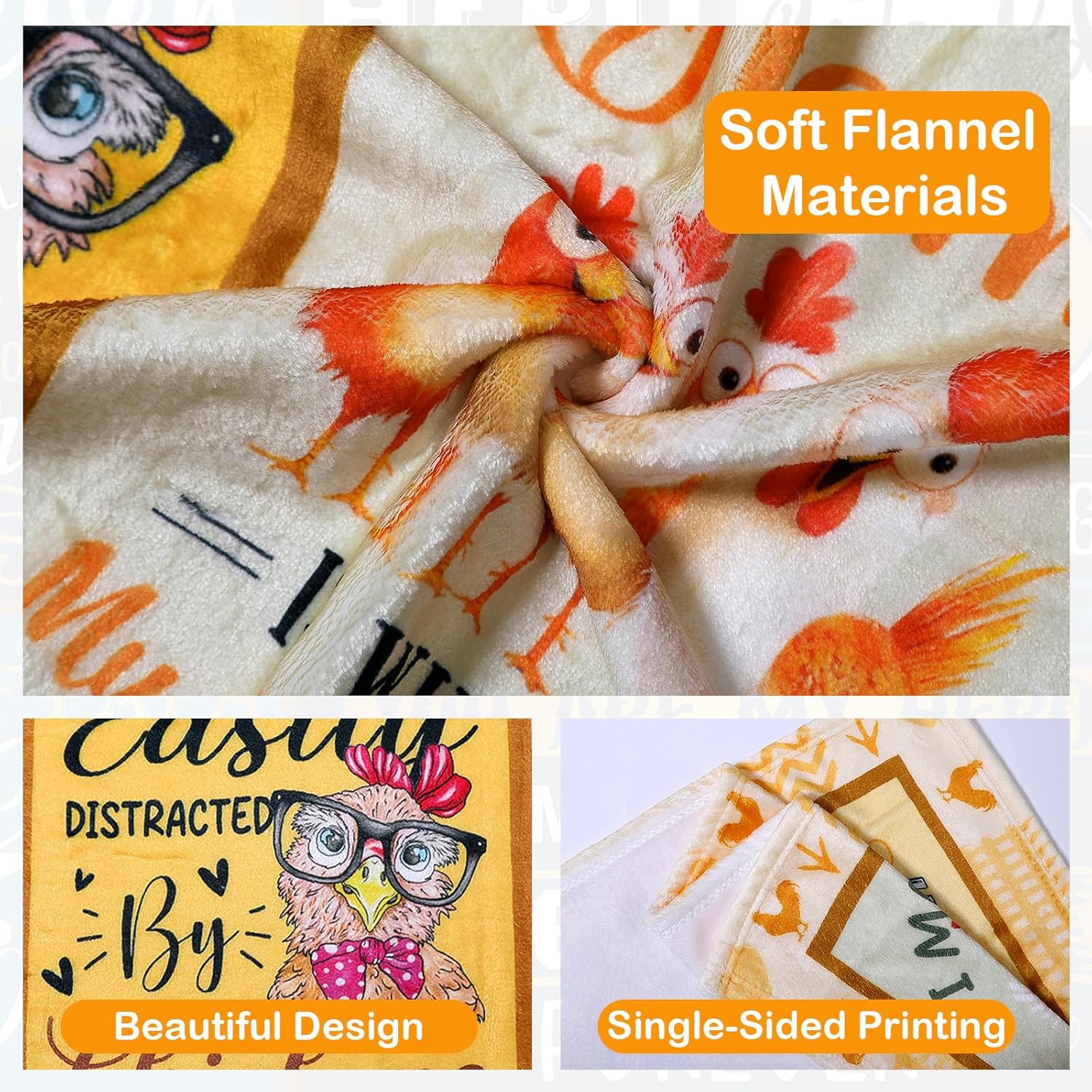 Chicken Gifts Blanket for Chicken Lovers Women Mom Girls Kids Cute Funny Themed Decor Bedroom Living Room Home Plush Flannel Throws Presents Kids Adults Birthday Christmas Valentine 50" x 60" - Image 6