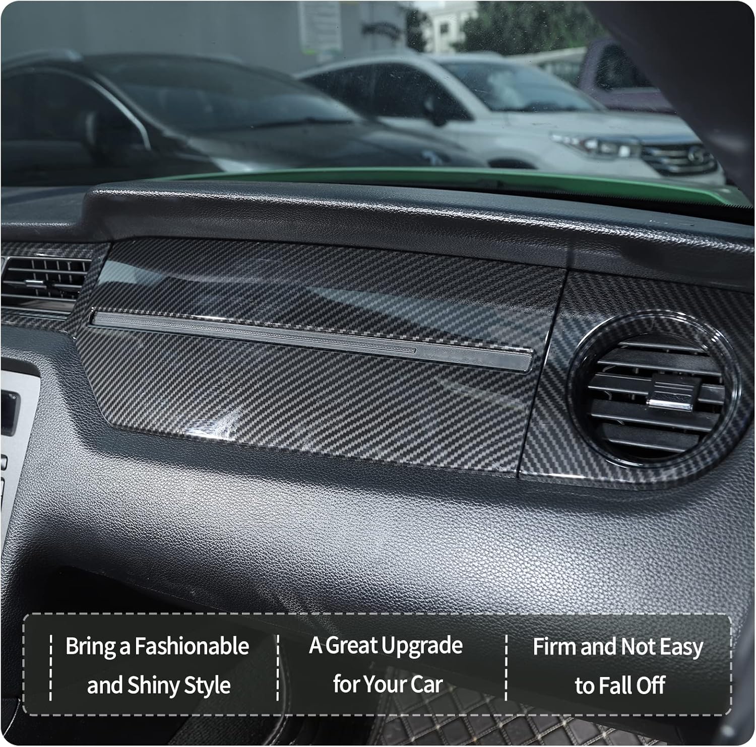 RT-TCZ Carbon Fiber Center Console Dashboard Panel Trim Cover Kit Meter Frame Decoration Interior Accessories for Ford Mustang 2010-2014