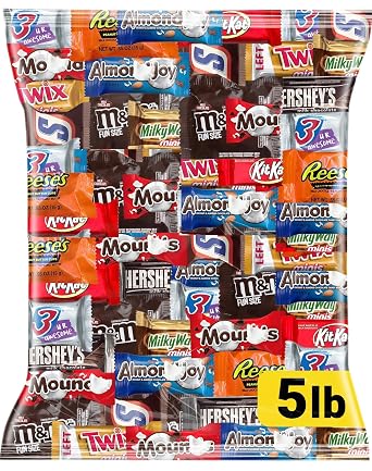 Chocolate Assorted Bulk Candy Variety Pack 5lb - Mini Chocolate Bars, Milk & Dark Chocolate Mix - Individually Wrapped Bulk Candy for Office Snacks, Party Favors and Bags
