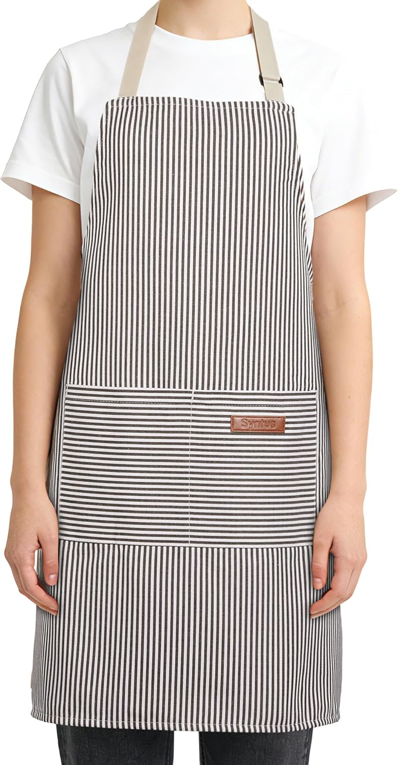 Syntus Chef Apron for Men Women Kitchen Cooking Apron with Pockets, Adjustable Bib Aprons Stain Resistant