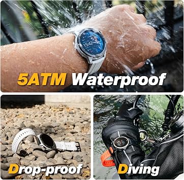 AGM Legion Rugged GPS Smartwatch, 5ATM Waterproof, Shockproof & Drop-proof, 100+ Sports Modes, Bluetooth Calling, Compass, Barometer & Altimeter, 1.43 AMOLED Display, 24/7 Heart Rate & Sleep Tracking