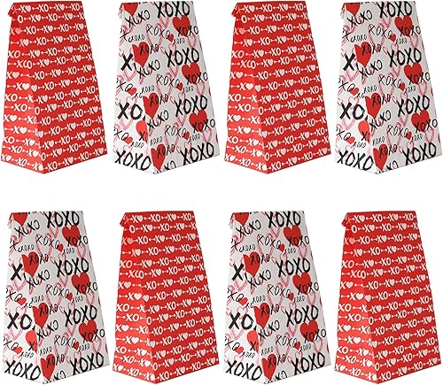 Haobell Bolsas de San Valentín  24 bolsas de regalo de San Valentín, 24 calcomanías de San Valentín, bolsas de regalo de San Valentín para fiestas