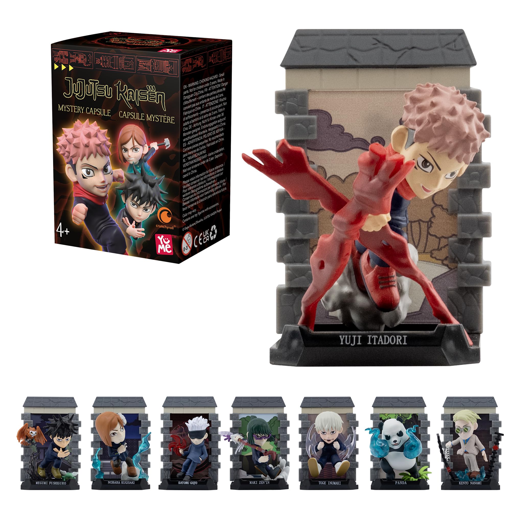 YuMe Jujutsu Kaisen Mystery Capsule Blind Box Collectable | Mini Figure with Accessories | Licensed Crunchyroll Merchandise | Surprise Gift for Kids, Adults & Manga Fans | Collect All 8 Characters