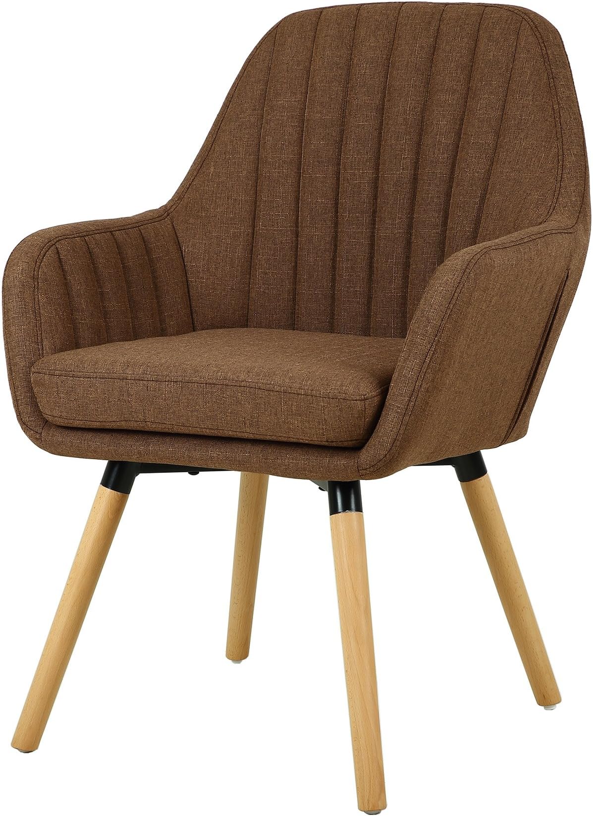 LSSPAID Contemporary Indoor Muted Fabric Arm Chair, Accent Chair with Solid Wood Frame Legs(Brown)