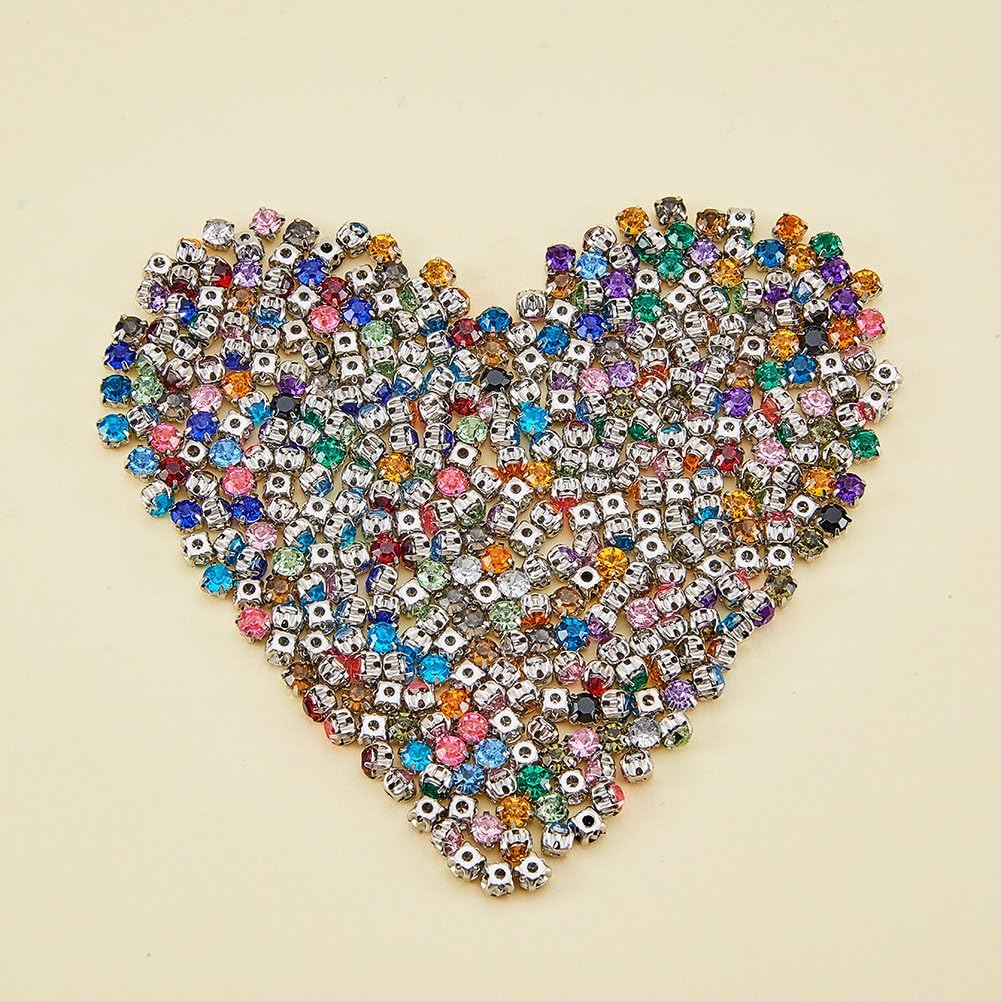 PH PandaHall 900pcs Sew on Acrylic Rhinestone Faceted Montee Five-Hole Beads with Brass Base 5x5x4mm for Jewelry Making Mixed Color - Image 3