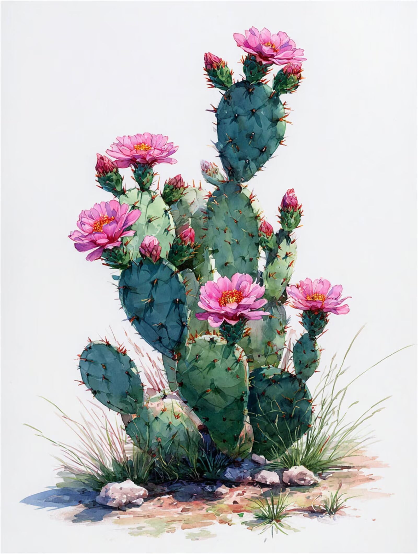 Dipingere con i Numeri Adulti Cactus, Fiori Dipingere con i Numeri Bambini DIY Kit, Set Premium con Pennelli, Decorazione Casa & Creativo Regalo di Compleanno, Attività di Tempo libero 90x120cm z-422