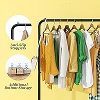 Vista 6 de Simple Trending - Perchero de ropa estándar con estantes de almacenamiento, organizador de ropa rodante sobre ruedas para colgar ropa, Negro