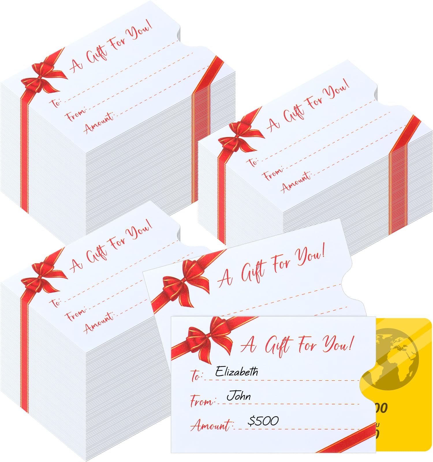 Marspark 48 Pcs Christmas Gift Card Holder Boxes With Ribbon Money Cash Envelopes Card Box For Xmas Party Present Wrap Decor(Stylish Style