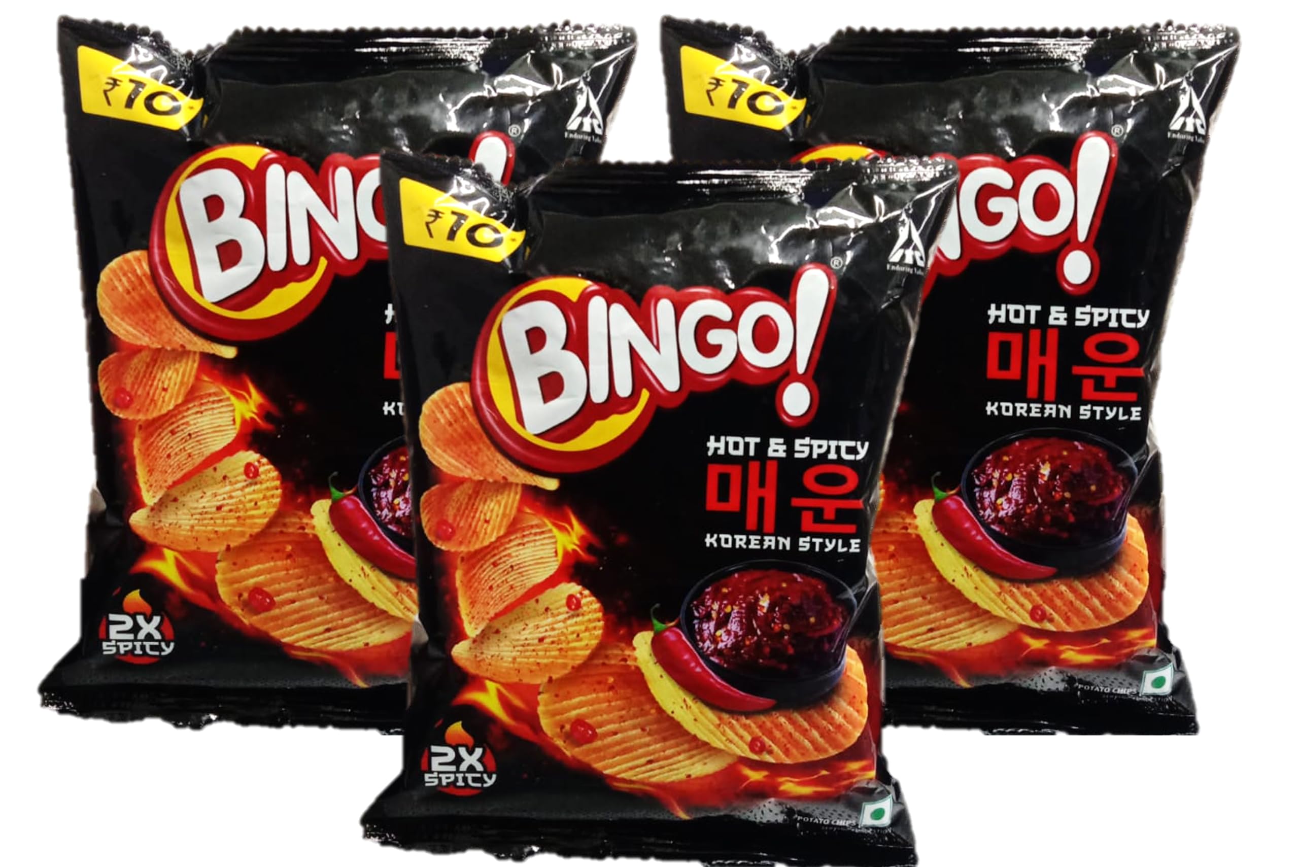 Bingo Hot & Spicy Korean Style 2X Potato Chips 24g (Pack of 3) Humarabazar