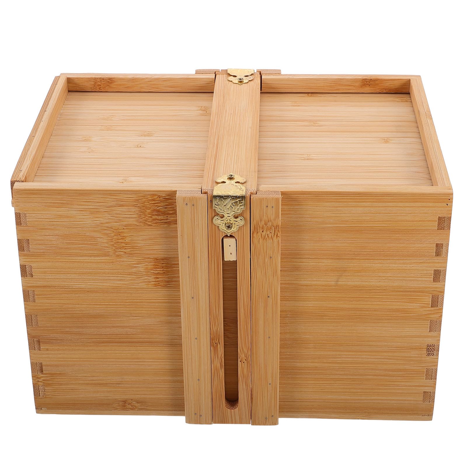 Operitacx Cesta Tejida de Bambú Asa Ajustable para Picnic y Almacenamiento de Pasteles de Luna, Multiusos, Madera Natural para Uso Familiar y Alimentos Secos
