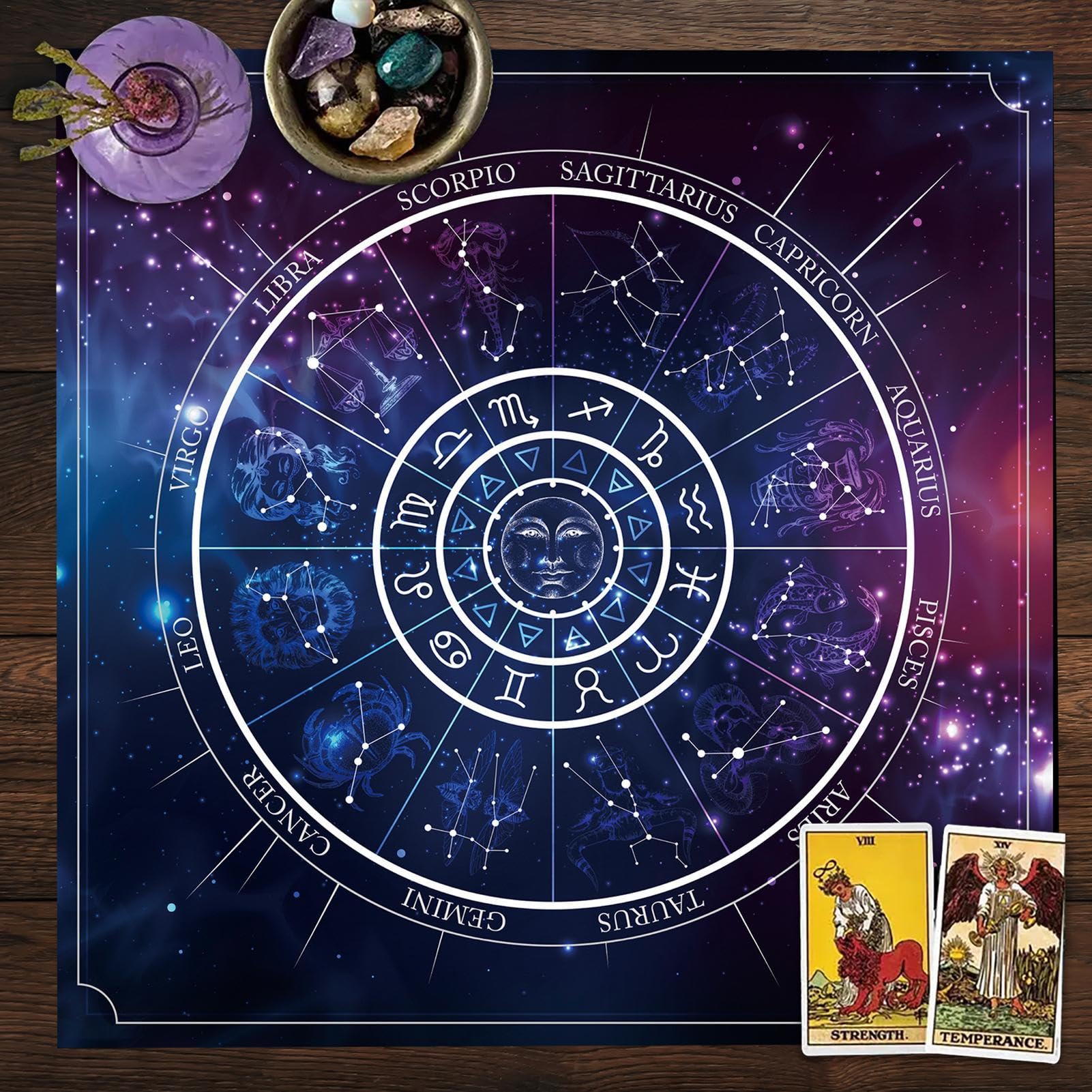 Paño De Terciopelo Para Cartas Del Tarot – De 49x49 Cm, Con Diseño Místico, Portátil Y Ligero (24 G), Ideal Para Lecturas Y Rituales, Suministro De Brujería