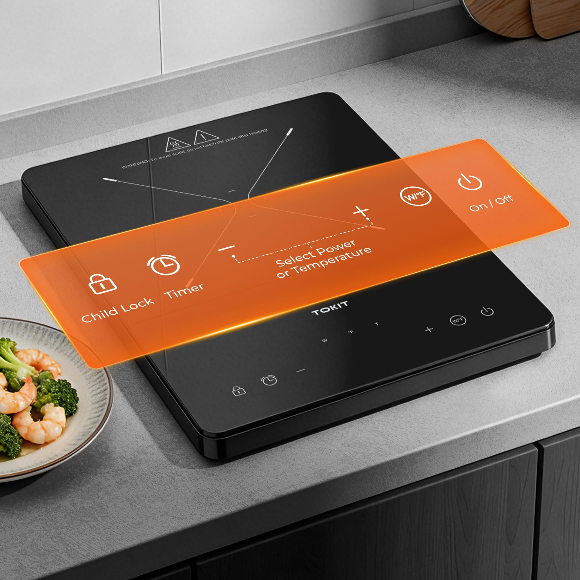 Piastra Di Cottura A Induzione 2000 W, Piano A Induzione M1 Con 9 Livelli Di Potenza, Timer Da 90 Minuti, Ultrasottile 40 MM, Nero Per Cucina, Dormitorio E Campeggio