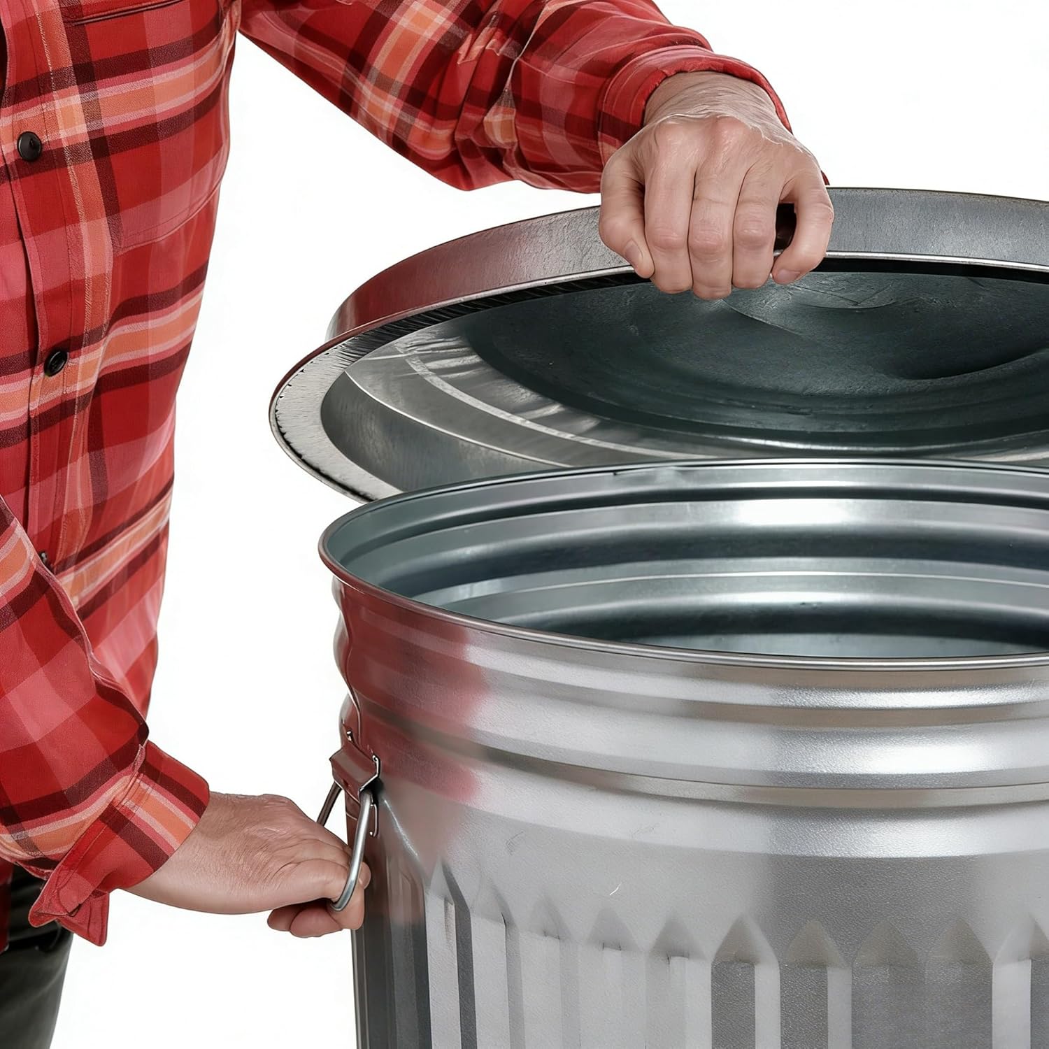 31 Gallon Galvanized Steel Trash Can with Lid Rodent Proof Metal Storage Bin for Yard and Home