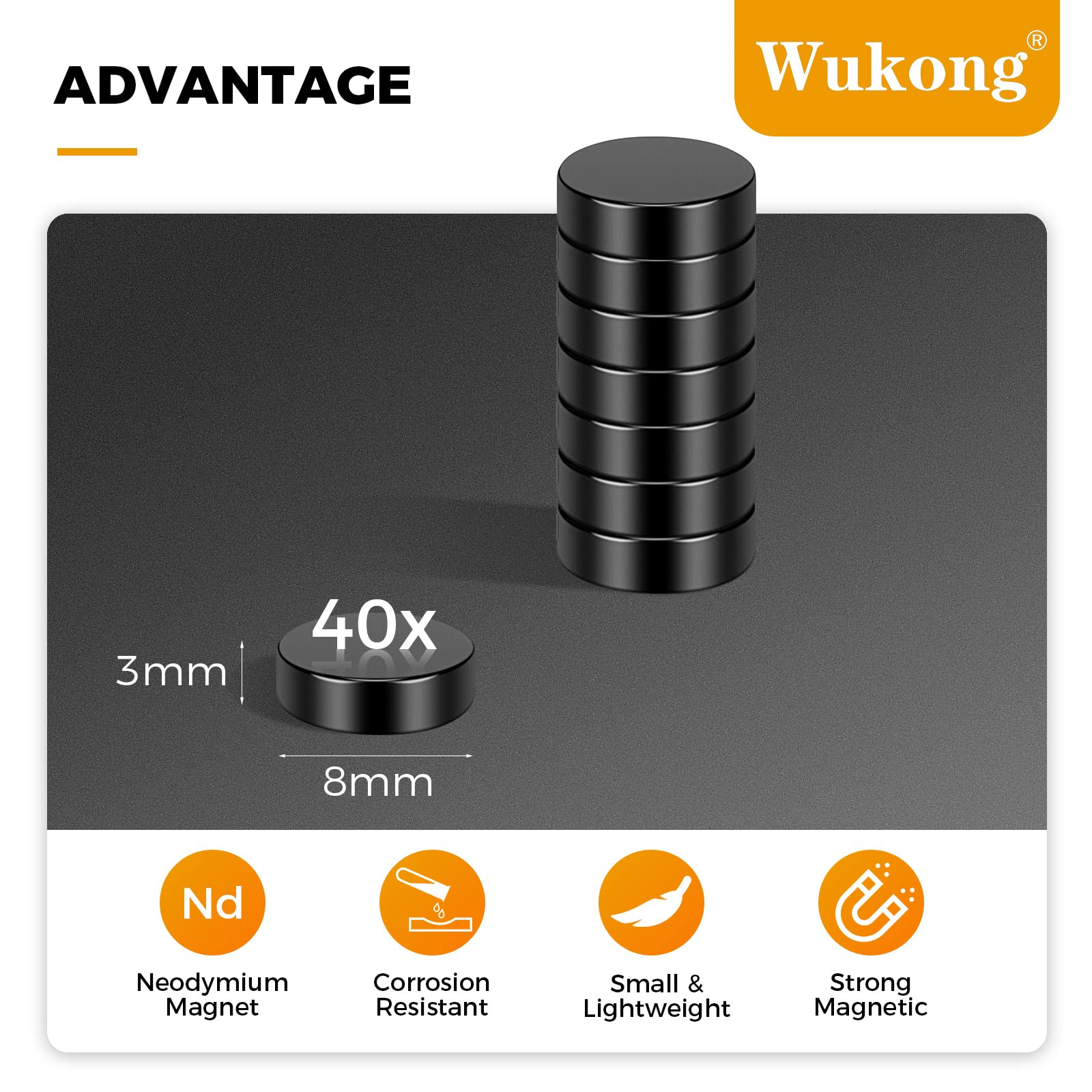 Wukong Black Small Magnets, 8x3mm, 1 Size - 8x3mm - Image 2