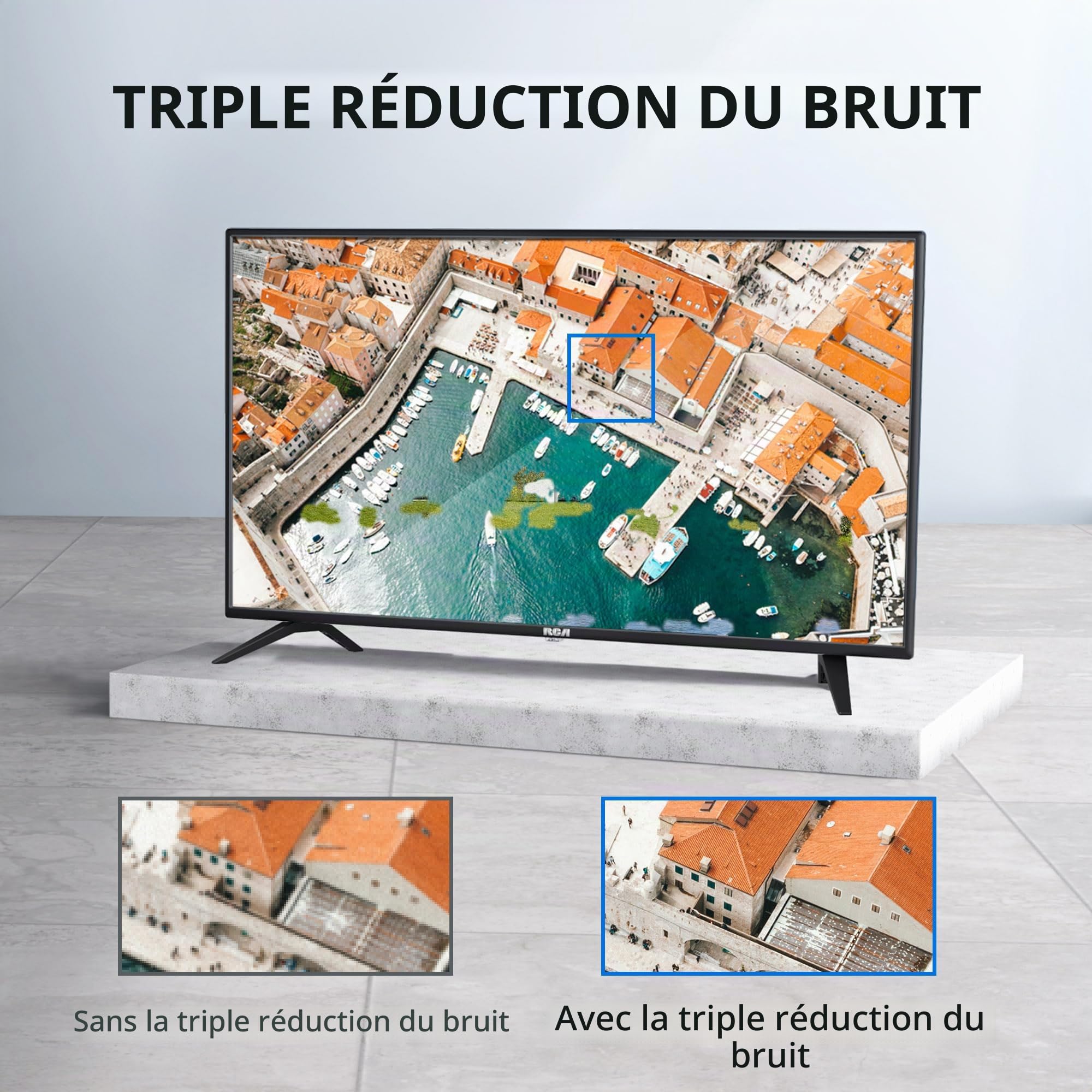 RCA Téléviseur 24 Pouces (60 cm) Android Smart TV HD Ready WiFi Connectée avec Bluetooth Triple Tuner Dolby Audio Google Play Store Youtube Netflix Prime Video VEVO Fonctionne Google Assistant