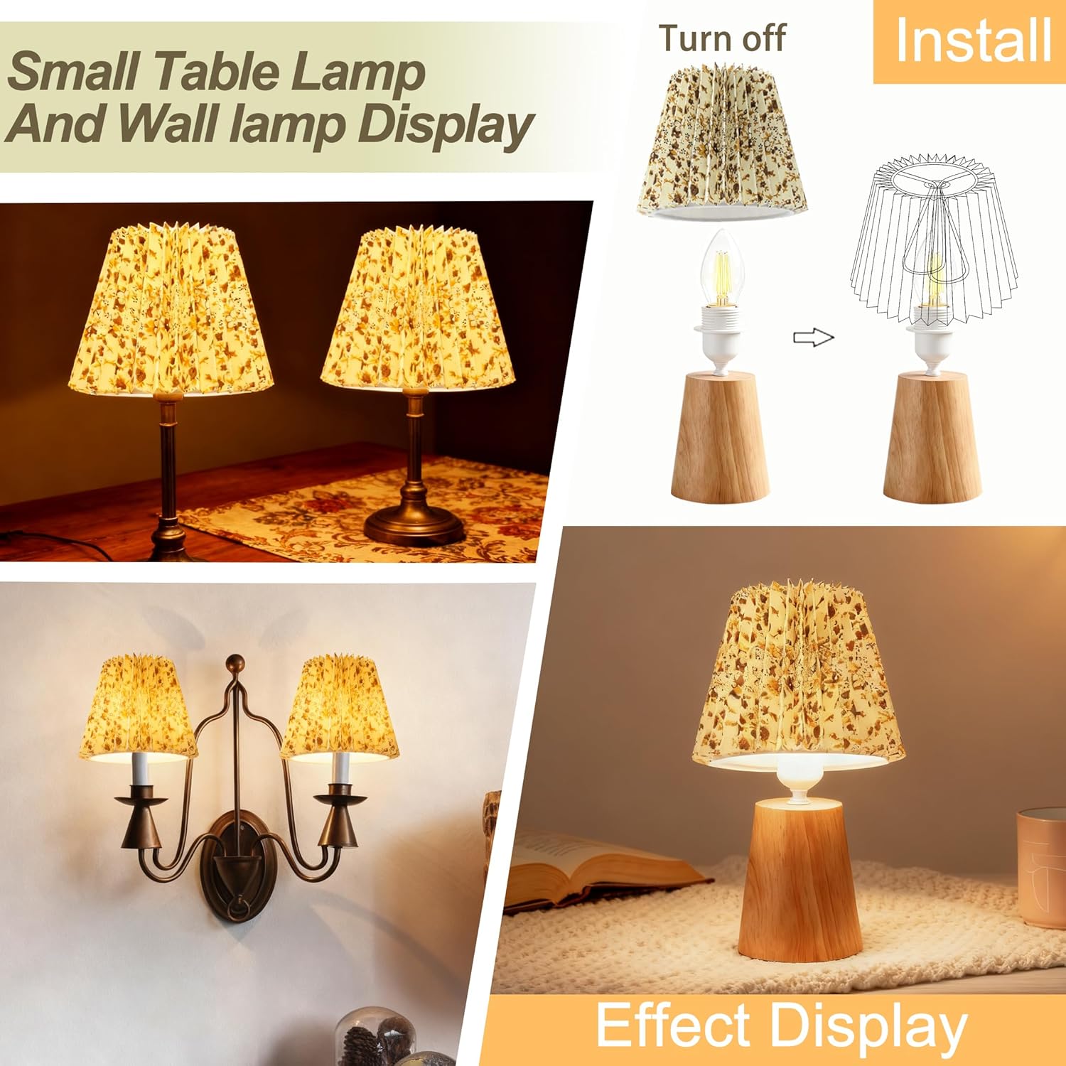 Small Pleated Lampshade Chandelier Shades Set of 6, Lampshade for Wall Lamp,Chandelier Shades,Small Table Lamps,For Cutting Edge Bulbs, Light Bulb Shade,Chandelier Light Covers,4" X 5" X 6"