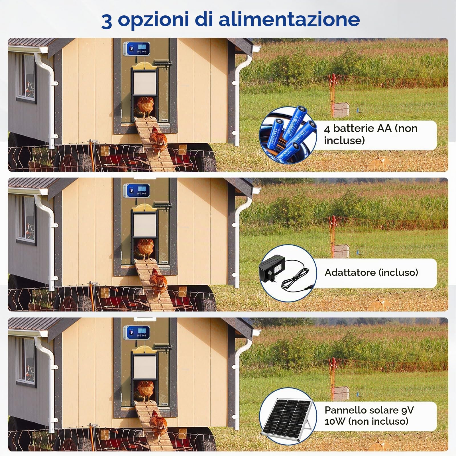 pollaio,porta automatica per pollaio,apriporta con sensore di luce, apertura timer e controller,Batteria e 220V alimentatore forza di trazione massima 4 kg