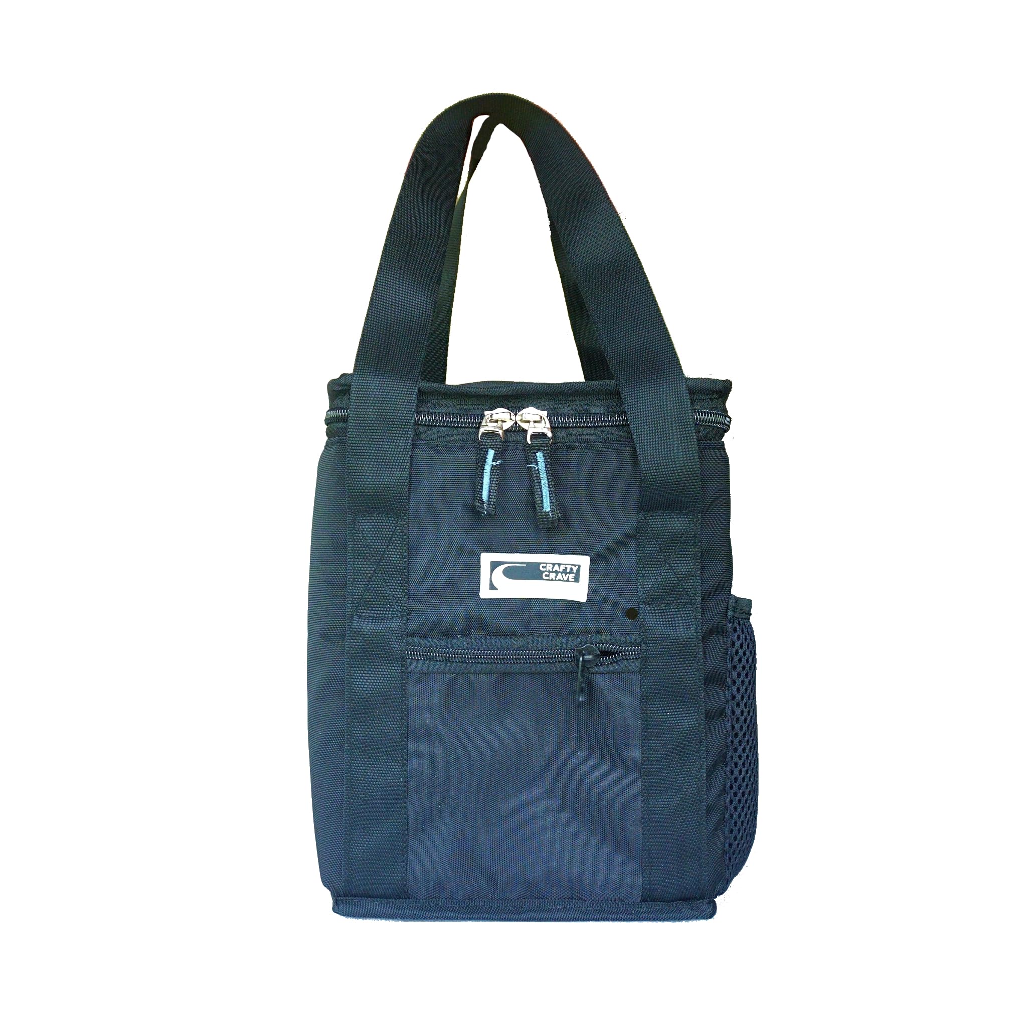 Lunch Bag for School Office & | Thermal Tiffin Bag for Men Women Kids | Lunch Box Carry Bag with Bottle Holder & Front Pocket | Portable Lunch Bag for Picnic Travel | Black Blue Grey (Black)