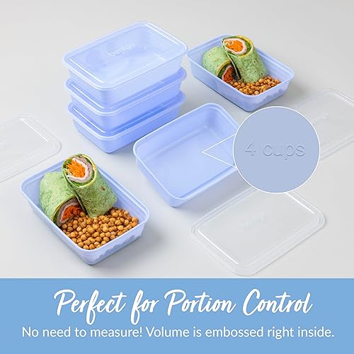 Miniatura 6 de Bentgo Prep - Recipientes de 1 compartimento, kit de preparación de comidas de 20 piezas con 10 bandejas y 10 tapas personalizadas, duraderos para